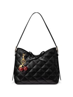 Black Purse for Women – Soft Leather Quilted Hobo Handbag Crossbody Shoulder Bag
